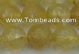 CRO1035 15.5 inches 14mm faceted round yellow watermelon quartz beads