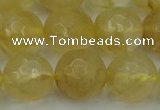 CRO1035 15.5 inches 14mm faceted round yellow watermelon quartz beads