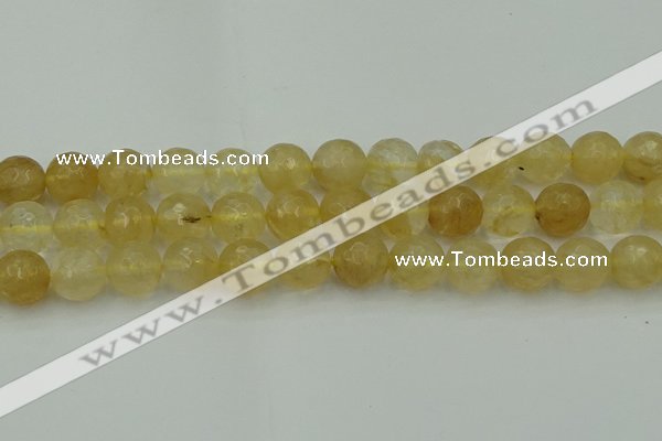 CRO1035 15.5 inches 14mm faceted round yellow watermelon quartz beads