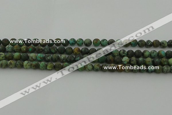 CRO1051 15.5 inches 6mm round matte African turquoise beads