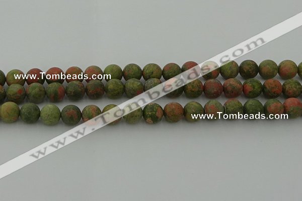 CRO1063 15.5 inches 10mm round matte unakite beads wholesale