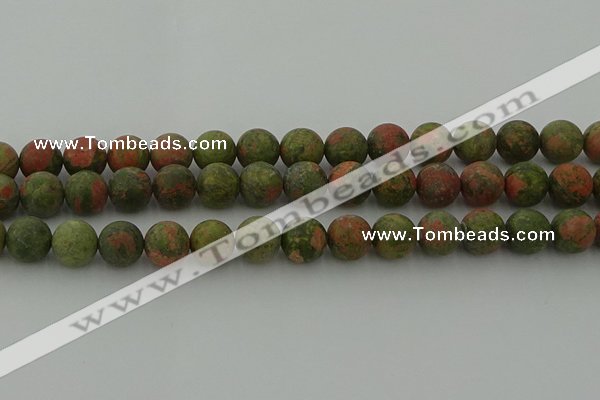 CRO1064 15.5 inches 12mm round matte unakite beads wholesale