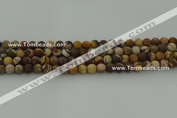 CRO1072 15.5 inches 8mm round matte brown zebra jasper beads