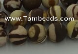 CRO1073 15.5 inches 10mm round matte brown zebra jasper beads