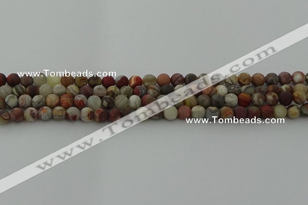 CRO1091 15.5 inches 6mm round matte laguna lace agate beads