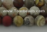 CRO1092 15.5 inches 8mm round matte laguna lace agate beads