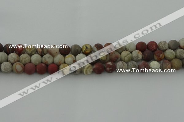 CRO1092 15.5 inches 8mm round matte laguna lace agate beads