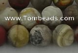 CRO1094 15.5 inches 12mm round matte laguna lace agate beads