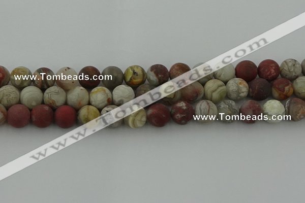 CRO1094 15.5 inches 12mm round matte laguna lace agate beads