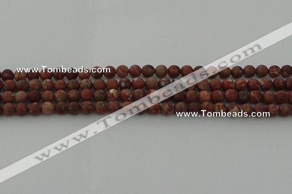 CRO1101 15.5 inches 6mm round matte pomegranate jasper beads