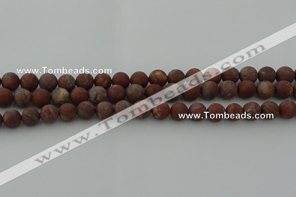 CRO1102 15.5 inches 8mm round matte pomegranate jasper beads