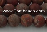 CRO1103 15.5 inches 10mm round matte pomegranate jasper beads