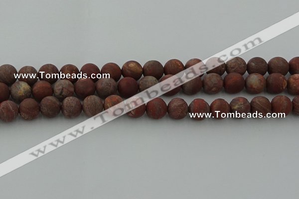 CRO1103 15.5 inches 10mm round matte pomegranate jasper beads