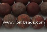 CRO1104 15.5 inches 12mm round matte pomegranate jasper beads