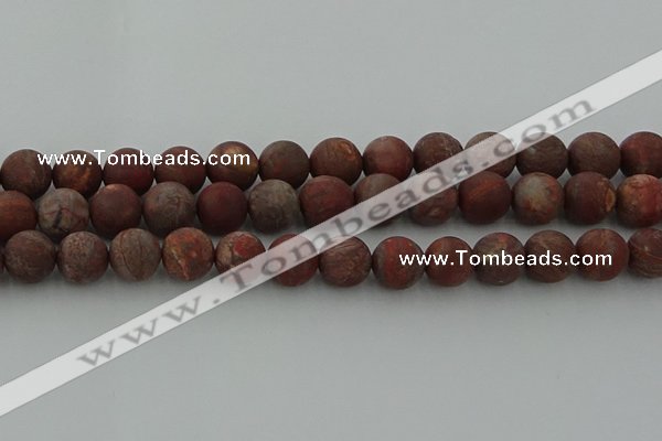 CRO1104 15.5 inches 12mm round matte pomegranate jasper beads