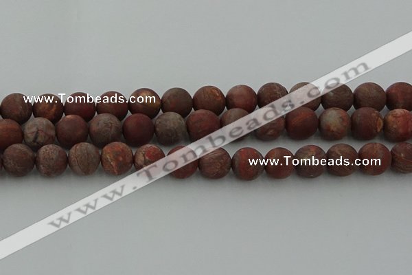 CRO1104 15.5 inches 12mm round matte pomegranate jasper beads