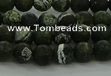 CRO1121 15.5 inches 6mm round matte green silver line jasper beads