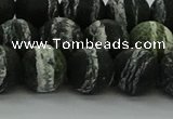 CRO1124 15.5 inches 12mm round matte green silver line jasper beads