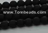 CRO1131 15.5 inches 6mm round matte black agate gemstone beads