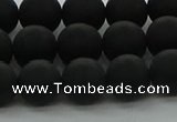 CRO1133 15.5 inches 10mm round matte black agate gemstone beads