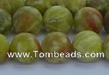 CRO1154 15.5 inches 12mm round matte green dragon serpentine jasper beads