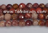 CRO1188 15.5 inches 4mm faceted round red porcelain beads