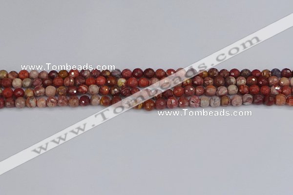 CRO1188 15.5 inches 4mm faceted round red porcelain beads