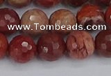 CRO1192 15.5 inches 12mm faceted round red porcelain beads