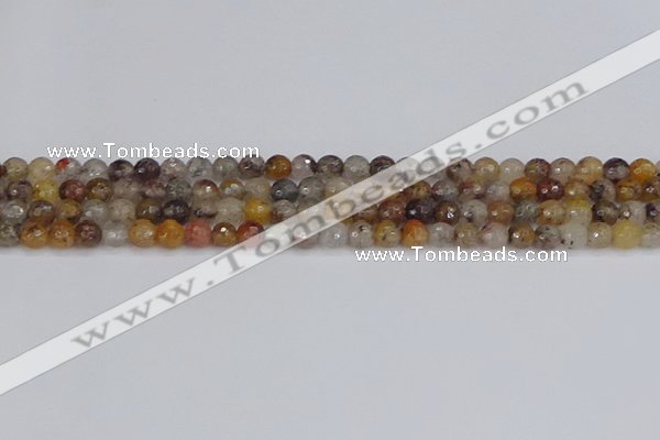 CRO1195 15.5 inches 4mm faceted round mixed lodalite quartz beads