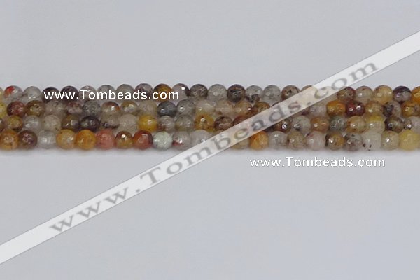 CRO1196 15.5 inches 6mm faceted round mixed lodalite quartz beads