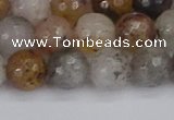 CRO1197 15.5 inches 8mm faceted round mixed lodalite quartz beads