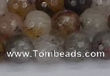 CRO1198 15.5 inches 10mm faceted round mixed lodalite quartz beads