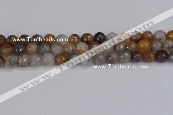 CRO1199 15.5 inches 12mm faceted round mixed lodalite quartz beads