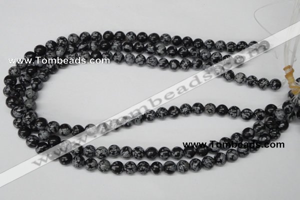 CRO122 15.5 inches 8mm round snowflake obsidian beads wholesale