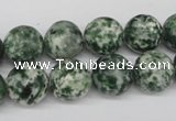 CRO348 15.5 inches 12mm round green spot gemstone beads wholesale