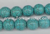 CRO395 15.5 inches 14mm round synthetic turquoise beads wholesale