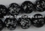 CRO404 15.5 inches 14mm round snowflake obsidian beads wholesale