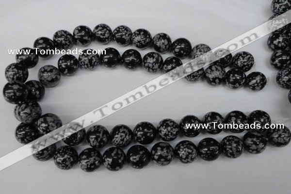 CRO404 15.5 inches 14mm round snowflake obsidian beads wholesale