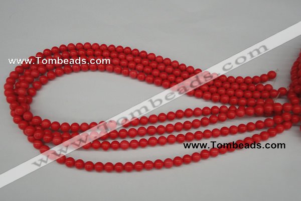 CRO44 15.5 inches 6mm round synthetic coral beads wholesale