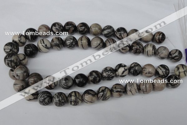 CRO451 15.5 inches 16mm round black water jasper beads wholesale