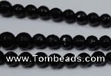 CRO702 15.5 inches 6mm – 14mm faceted round black agate beads