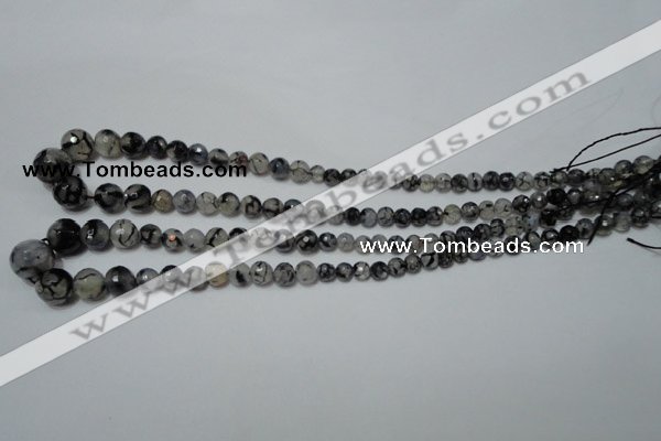 CRO704 15.5 inches 6mm – 14mm faceted round dragon veins agate beads