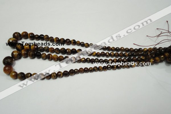 CRO710 15.5 inches 6mm – 14mm faceted round yellow tiger eye beads