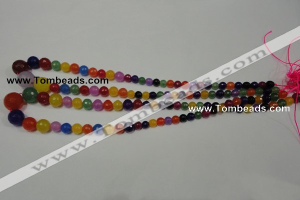 CRO713 15.5 inches 6mm – 14mm faceted round mixed candy jade beads