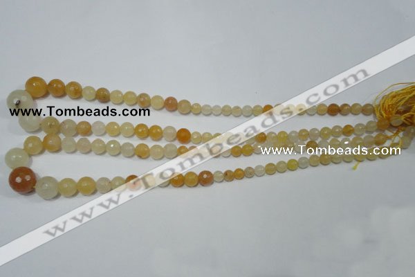 CRO726 15.5 inches 6mm – 14mm faceted round yellow jade beads