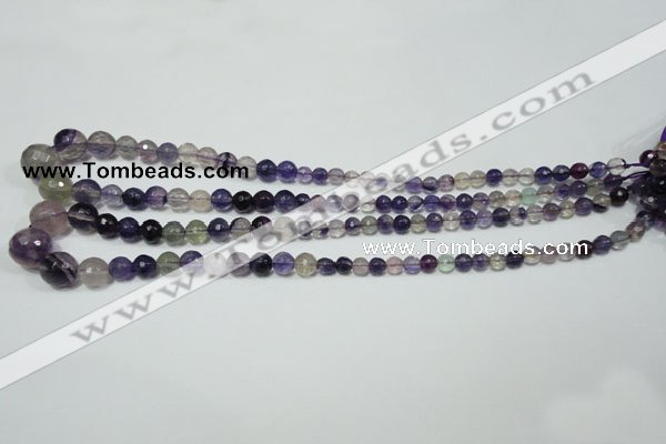 CRO731 15.5 inches 6mm – 14mm faceted round fluorite gemstone beads