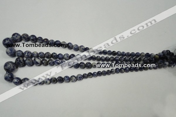 CRO733 15.5 inches 6mm – 14mm faceted round blue spot stone beads