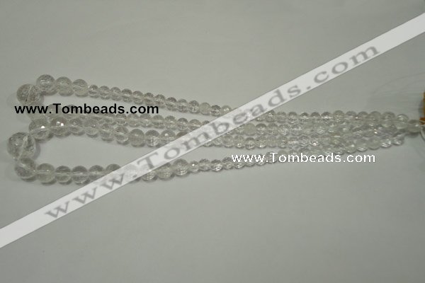 CRO741 15.5 inches 6mm – 14mm faceted round white crystal beads