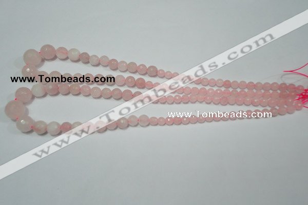 CRO742 15.5 inches 6mm – 14mm faceted round rose quartz beads