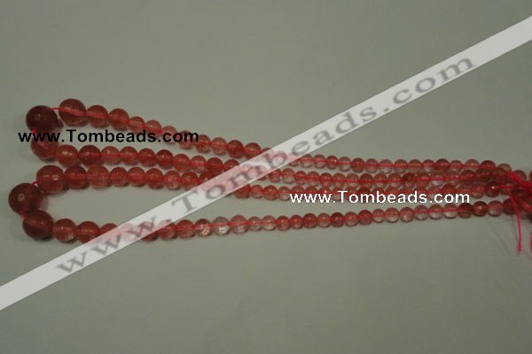 CRO745 15.5 inches 6mm – 14mm faceted round cherry quartz beads